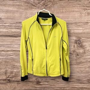 RALPH LAUREN Sz Med Yellow Athletic Jacket with Stand-Up Collar, Sporty Piping